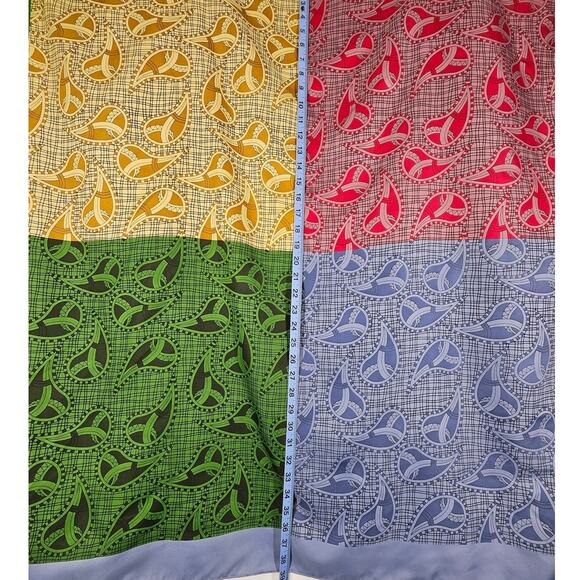 ERFURT TUCHER WOMEN'S 100% SILK SCARF RED/BLUE/YELLOW/GREEN PAISLEY PATTERNS - Picture 6 of 6
